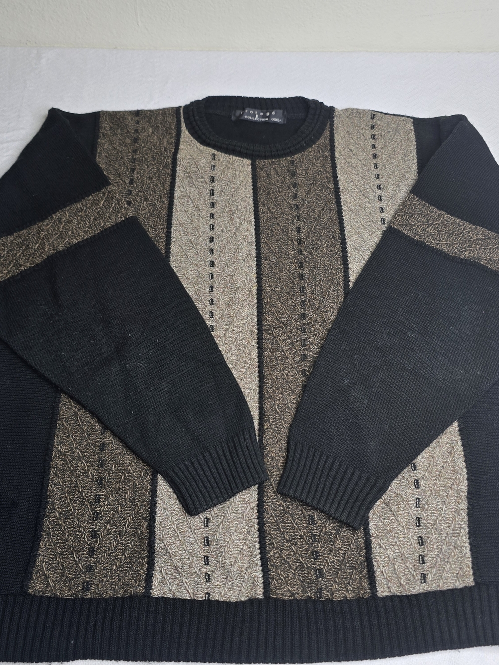 Protege Collection Men's Textured Knit Sweater Black Brown Size XXL